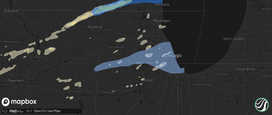 Hail map in Batavia, IL on July 3, 2026