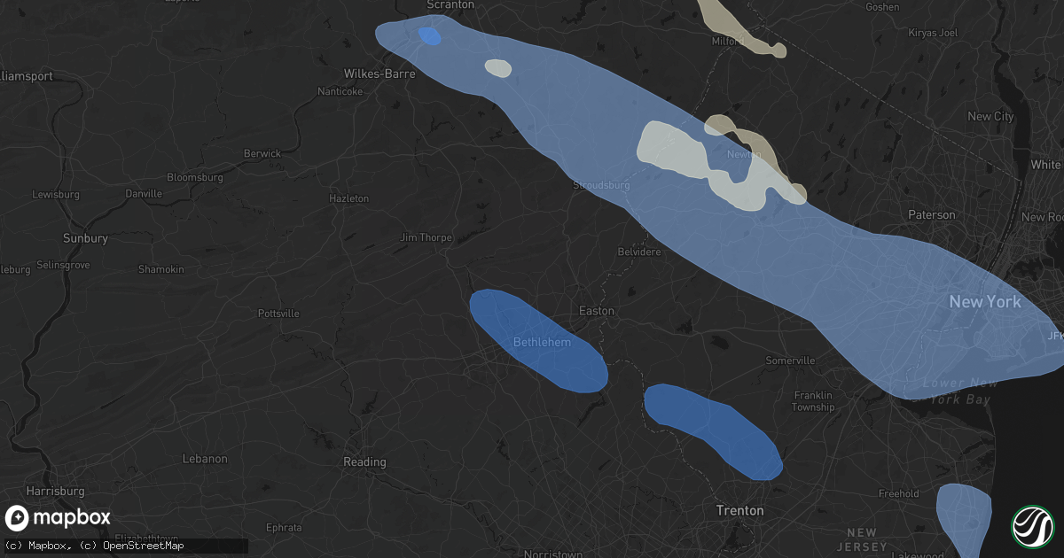 Hail map in Bath, PA on July 3, 2026