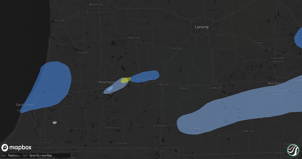 Hail map in Battle Creek, MI on July 3, 2026