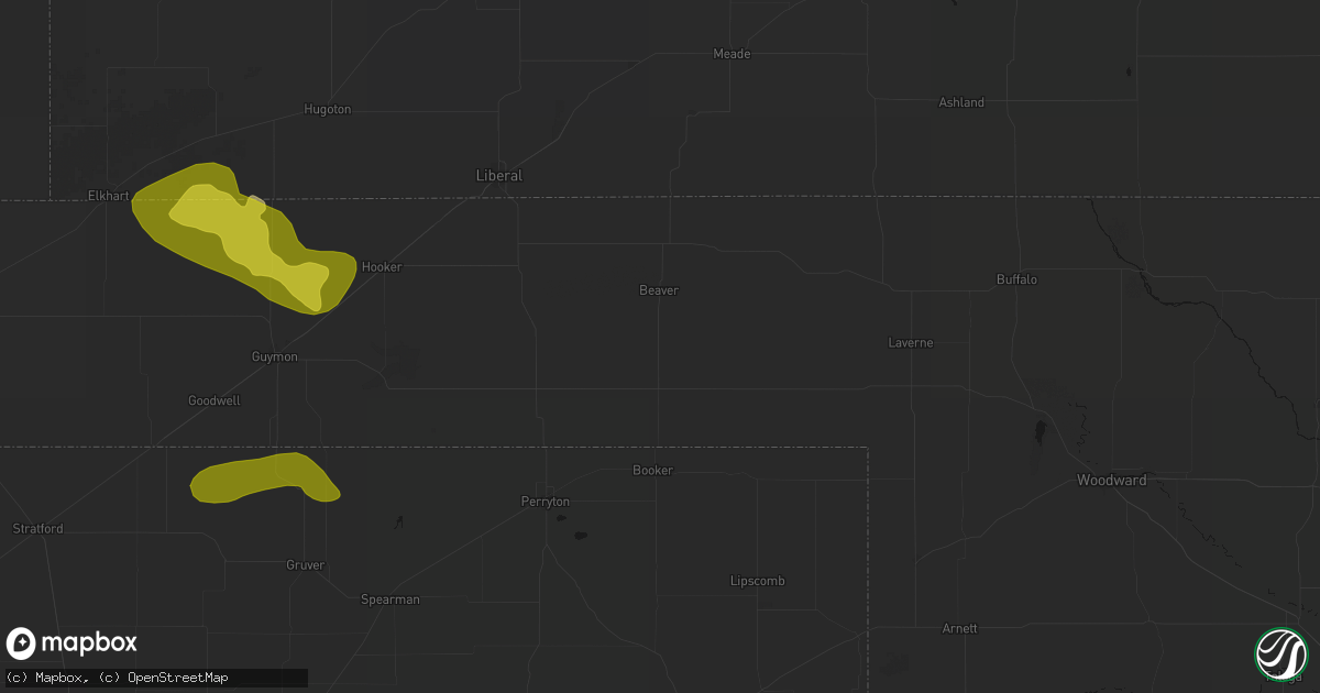 Hail map in Beaver, OK on July 3, 2026
