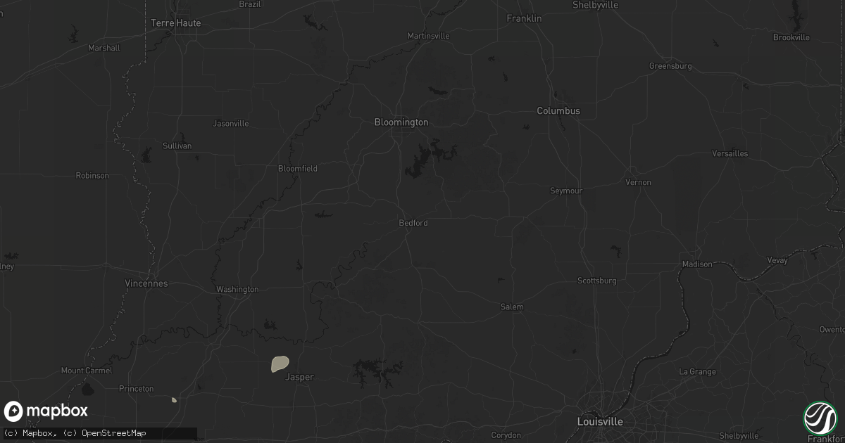 Hail map in Bedford, IN on July 3, 2026