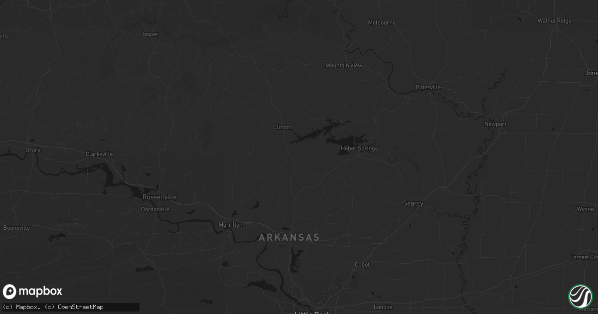 Hail map in Bee Branch, AR on July 3, 2026