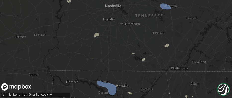 Hail map in Belfast, TN on July 3, 2026