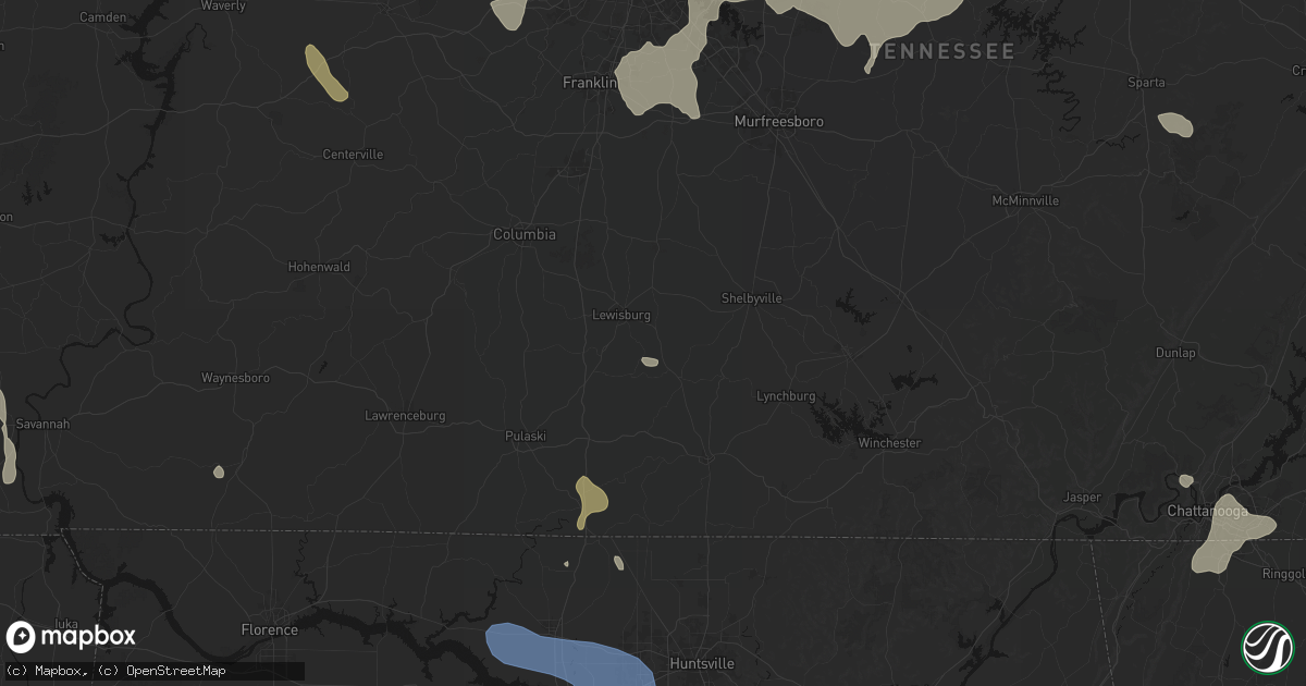 Hail map in Belfast, TN on July 3, 2026