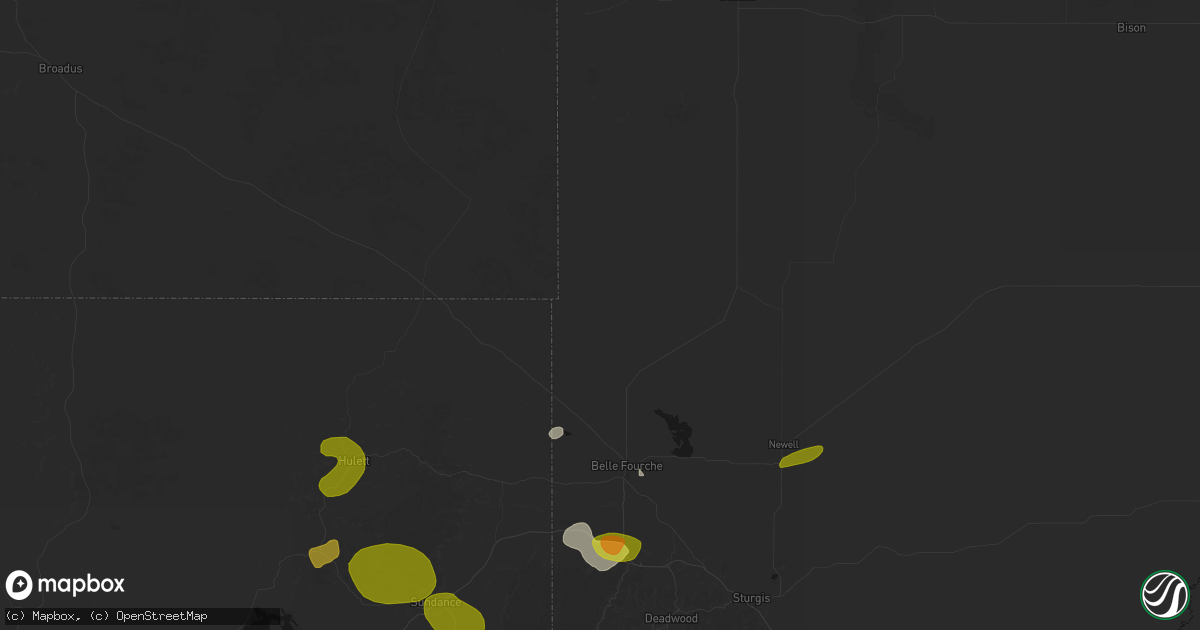 Hail map in Belle Fourche, SD on July 3, 2026