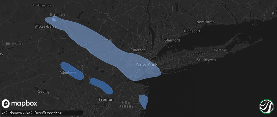 Hail map in Belleville, NJ on July 3, 2026
