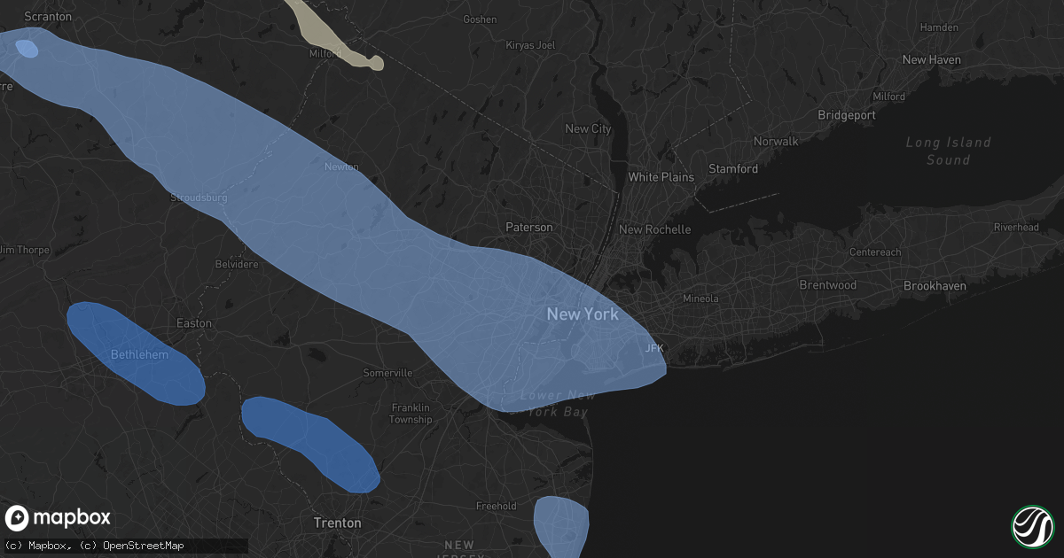 Hail map in Belleville, NJ on July 3, 2026