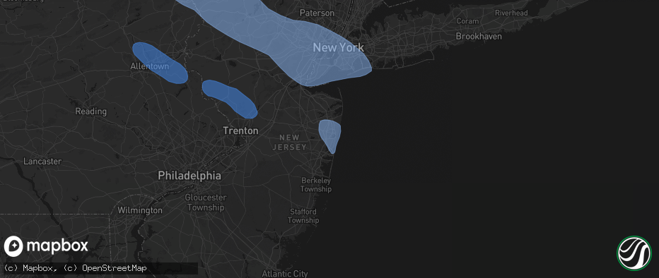 Hail map in Belmar, NJ on July 3, 2026