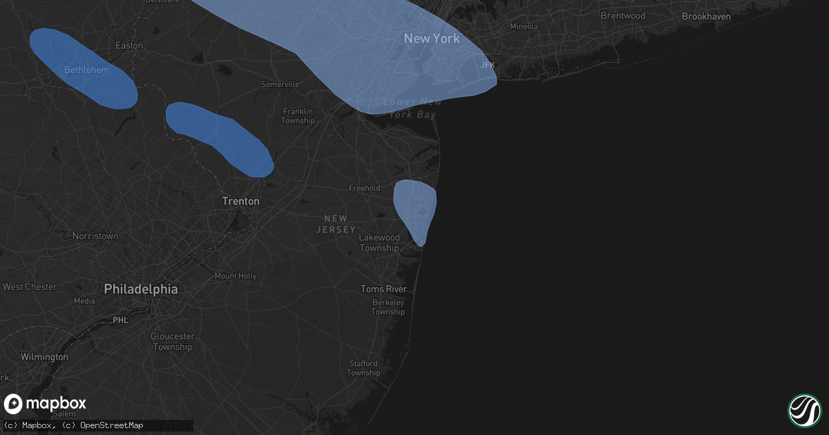 Hail map in Belmar, NJ on July 3, 2026