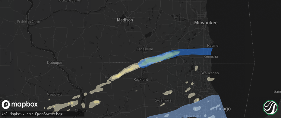 Hail map in Beloit, WI on July 3, 2026