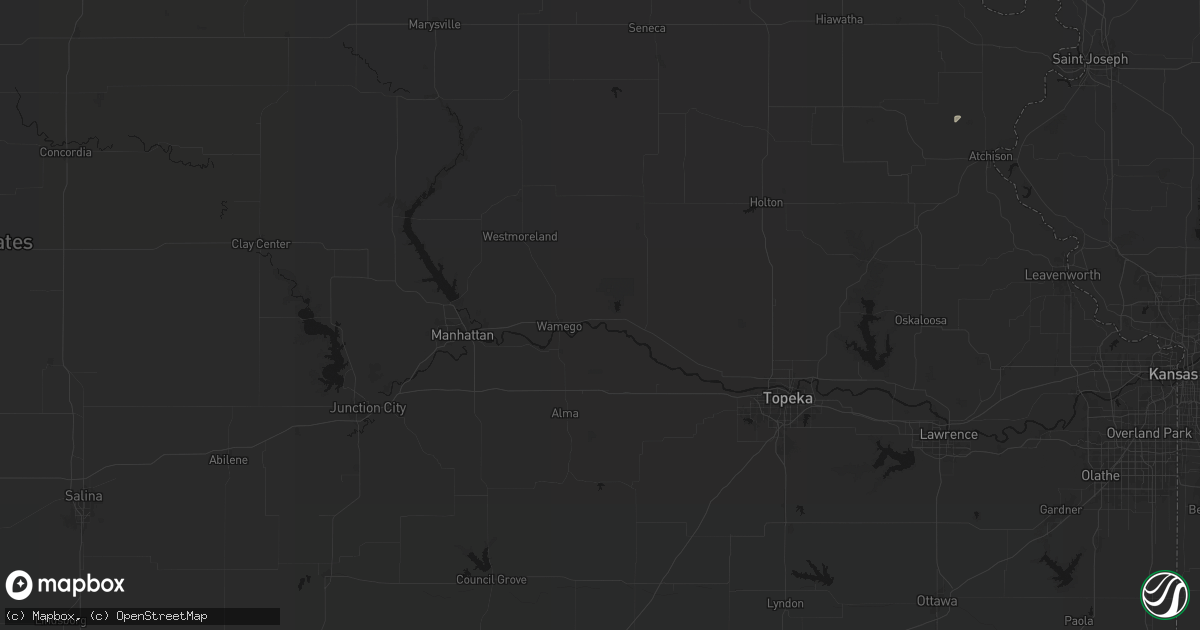 Hail map in Belvue, KS on July 3, 2026