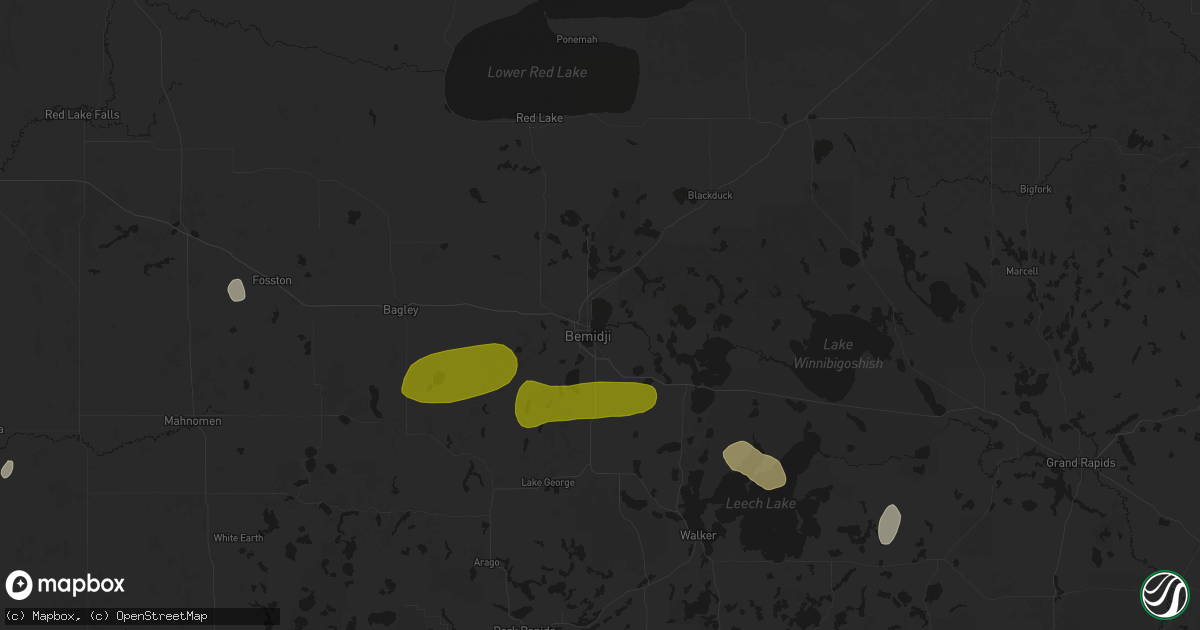 Hail map in Bemidji, MN on July 3, 2026