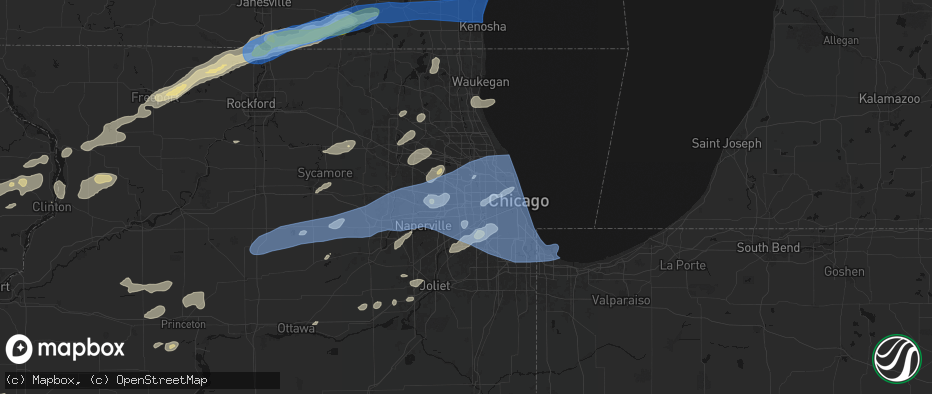 Hail map in Berkeley, IL on July 3, 2026