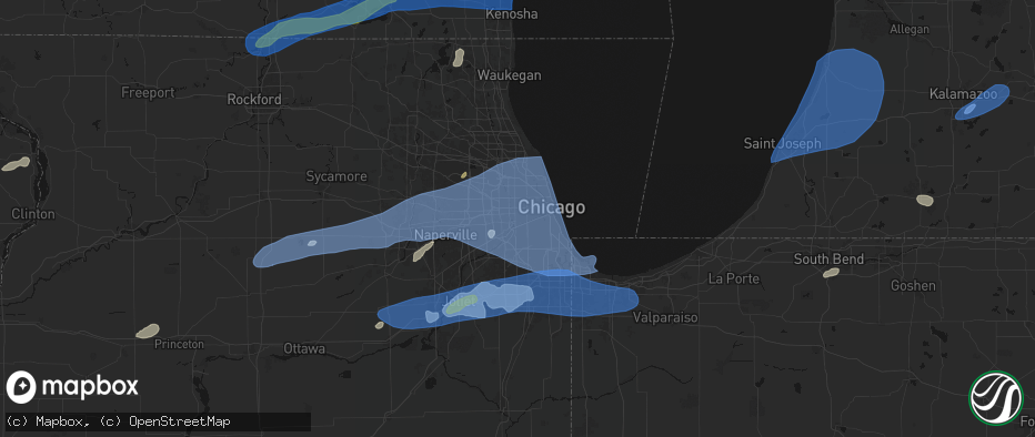 Hail map in Berwyn, IL on July 3, 2026