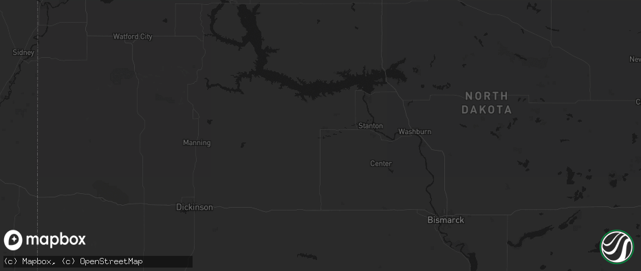 Hail map in Beulah, ND on July 3, 2026