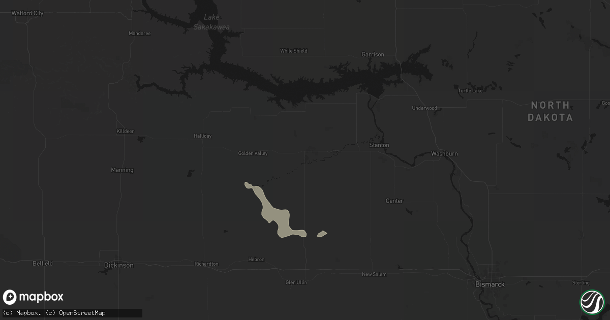 Hail map in Beulah, ND on July 3, 2026