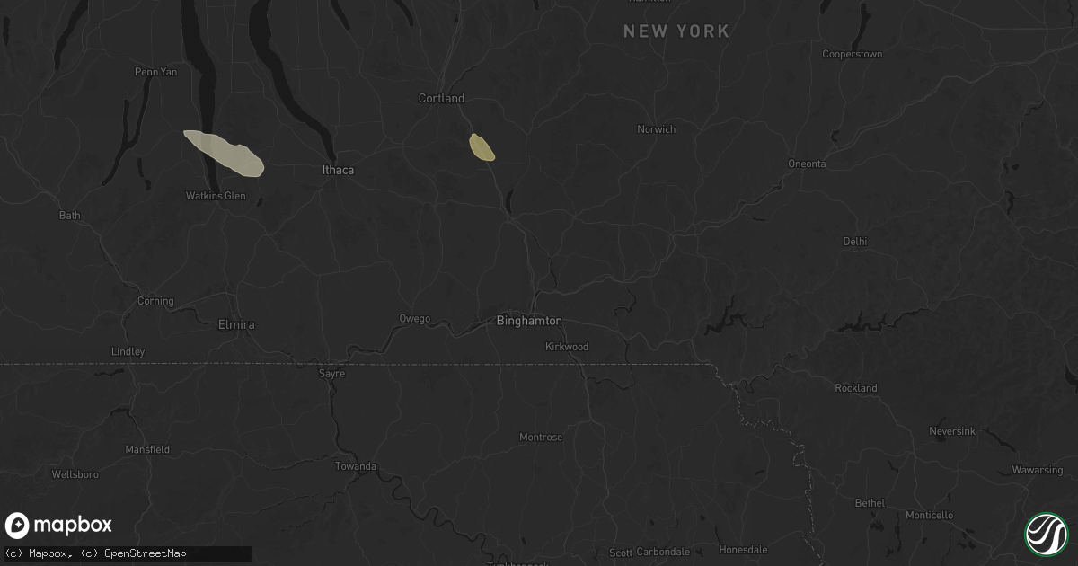 Hail map in Binghamton, NY on July 3, 2026