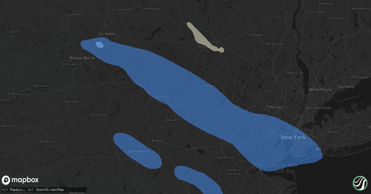 Hail map in Blairstown, NJ on July 3, 2026