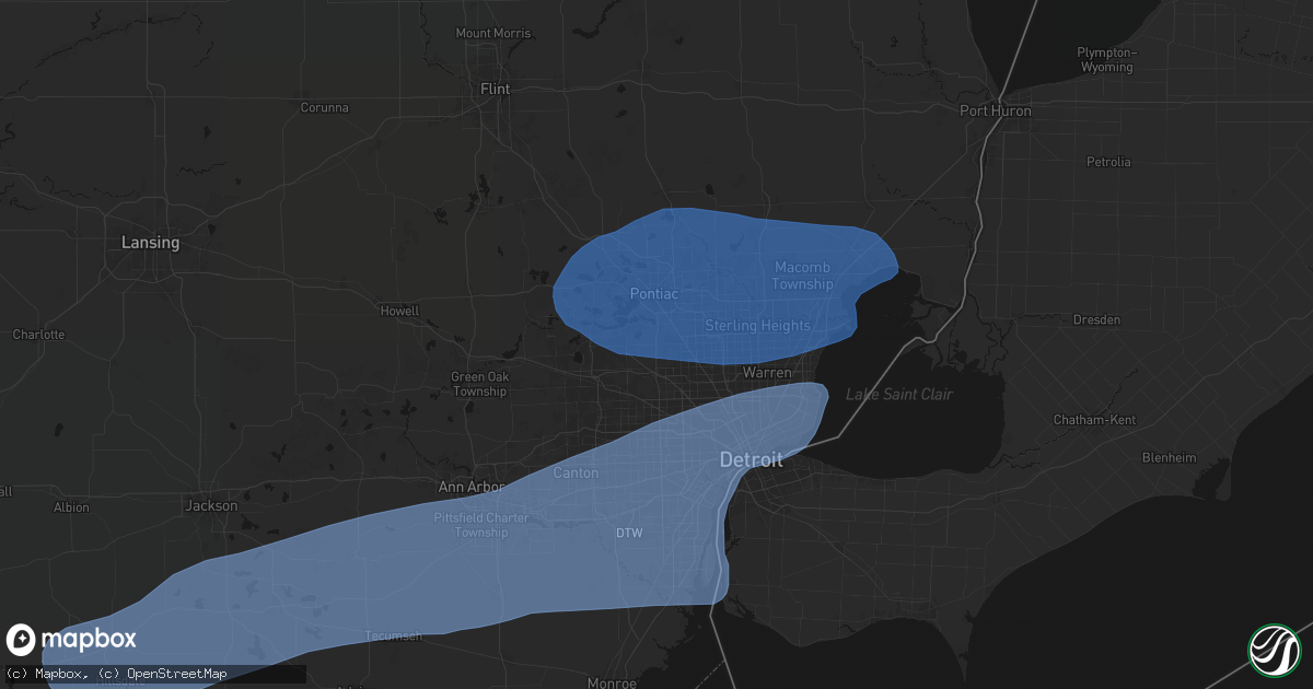 Hail map in Bloomfield Hills, MI on July 3, 2026