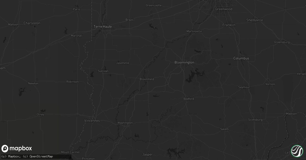 Hail map in Bloomfield, IN on July 3, 2026