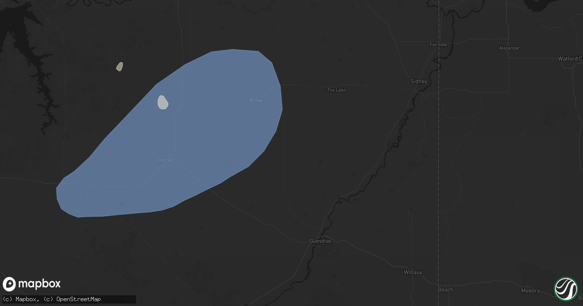 Hail map in Bloomfield, MT on July 3, 2026