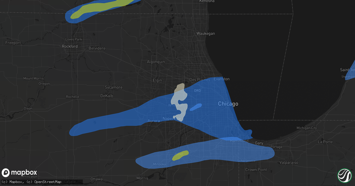 Hail map in Bloomingdale, IL on July 3, 2026