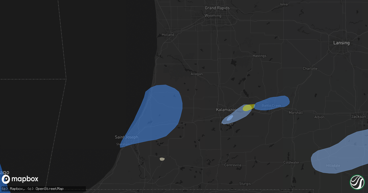 Hail map in Bloomingdale, MI on July 3, 2026