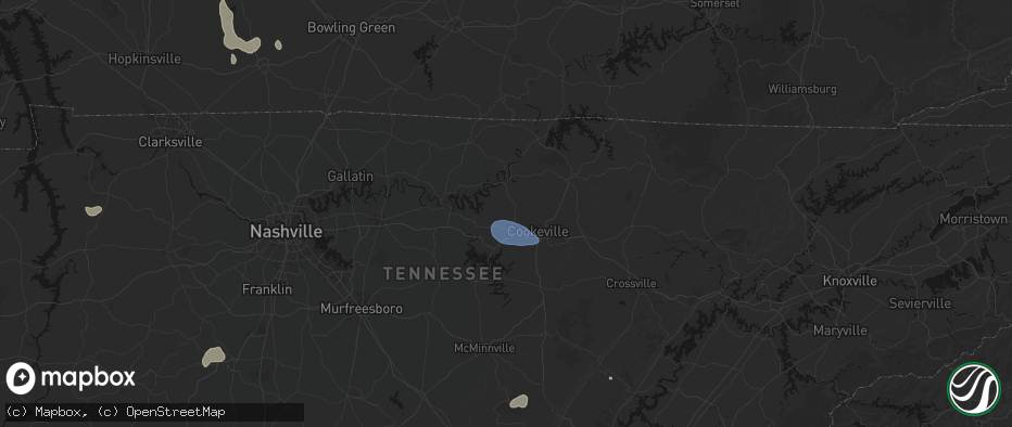 Hail map in Bloomington Springs, TN on July 3, 2026