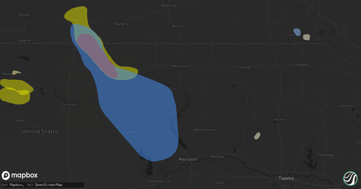 Hail map in Blue Rapids, KS on July 3, 2026