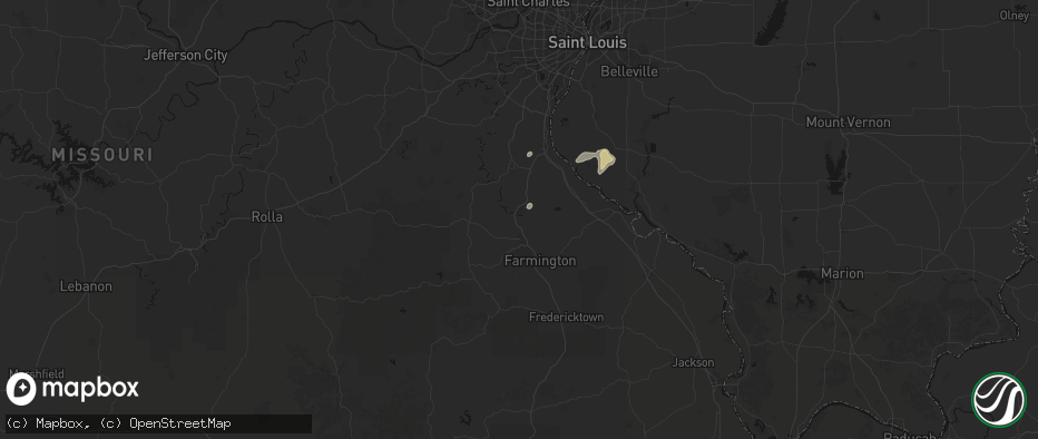 Hail map in Bonne Terre, MO on July 3, 2026