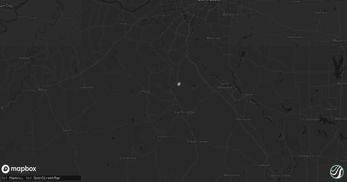 Hail map in Bonne Terre, MO on July 3, 2026
