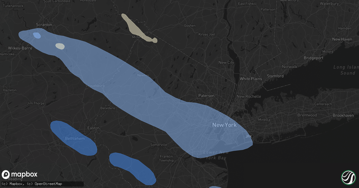 Hail map in Boonton, NJ on July 3, 2026