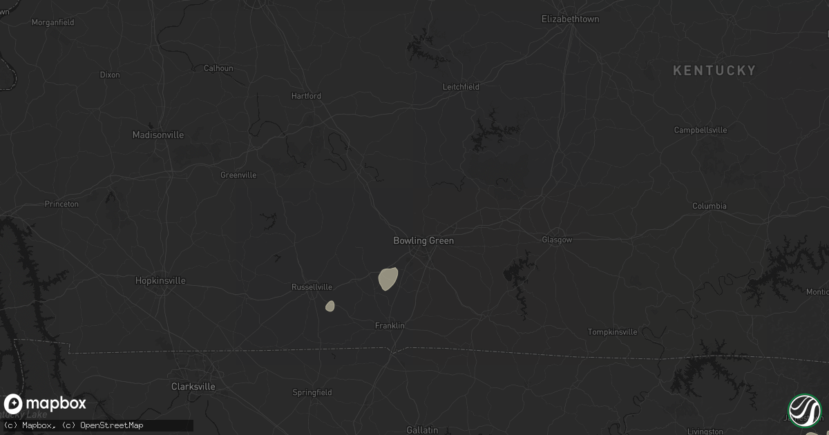Hail map in Bowling Green, KY on July 3, 2026