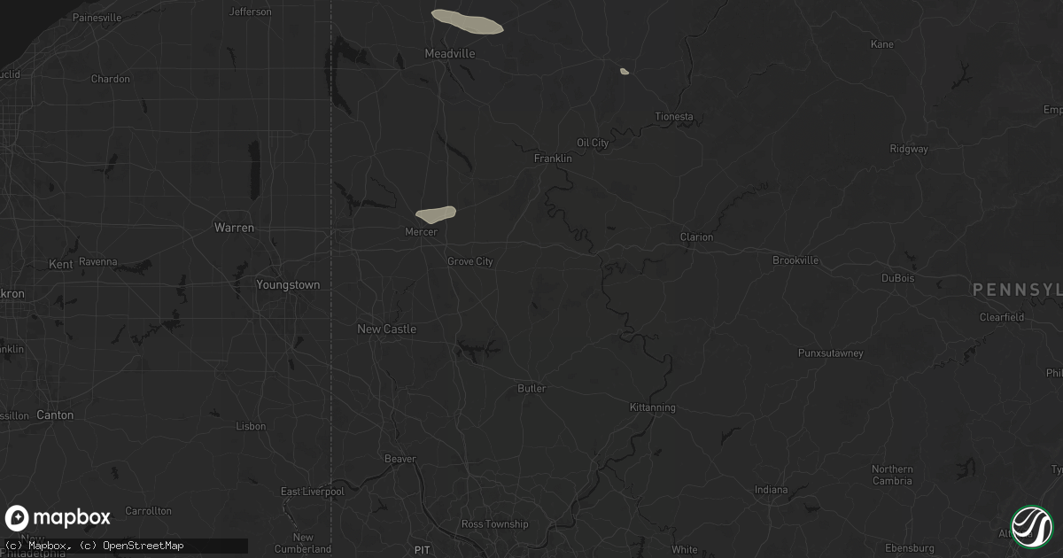 Hail map in Boyers, PA on July 3, 2026