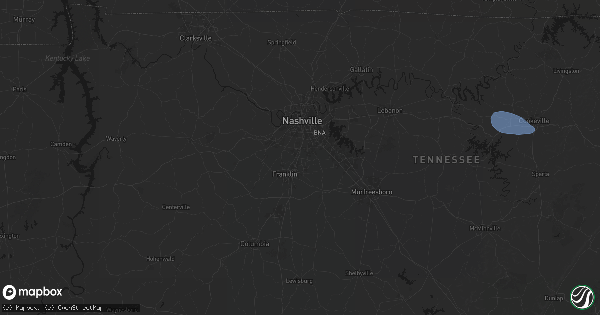 Hail map in Brentwood, TN on July 3, 2026