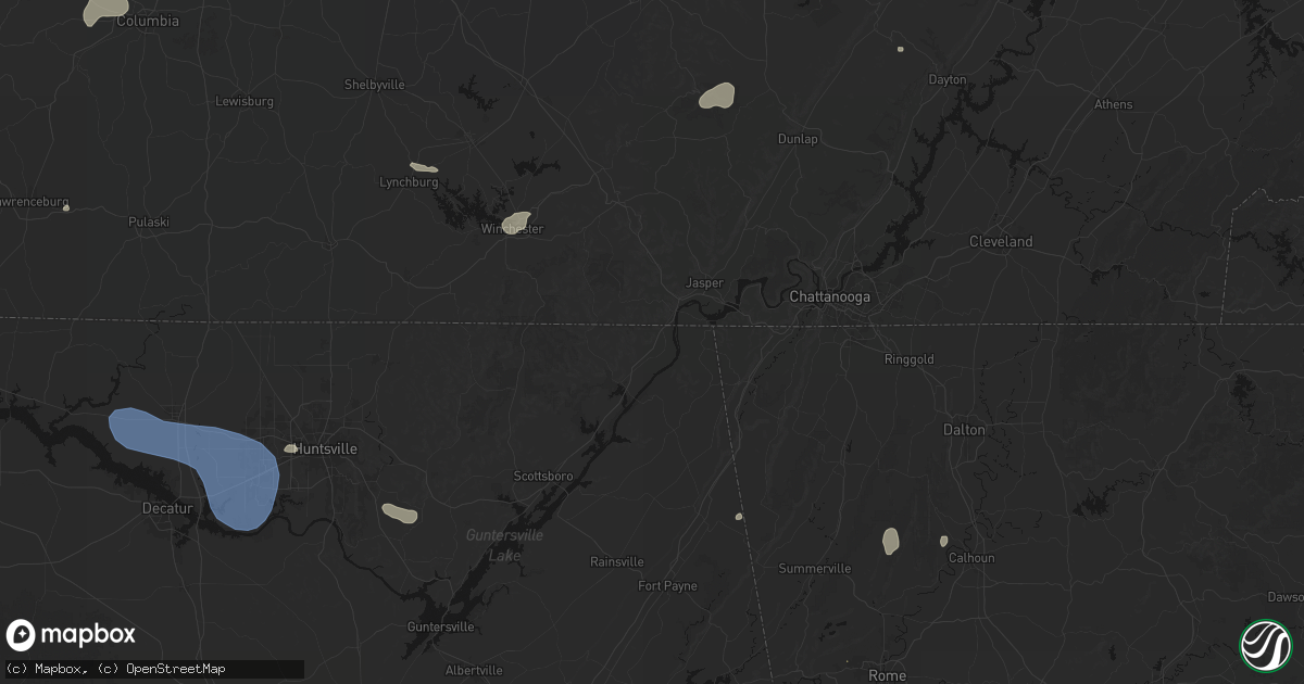 Hail map in Bridgeport, AL on July 3, 2026
