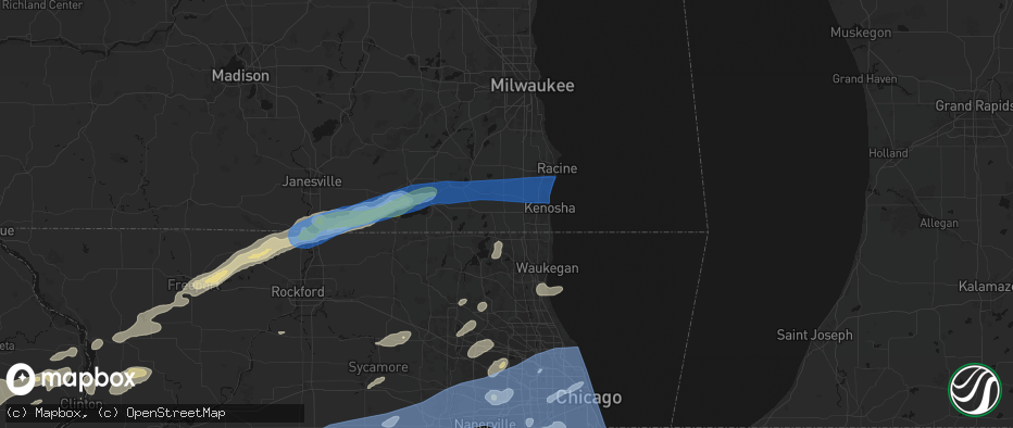 Hail map in Bristol, WI on July 3, 2026