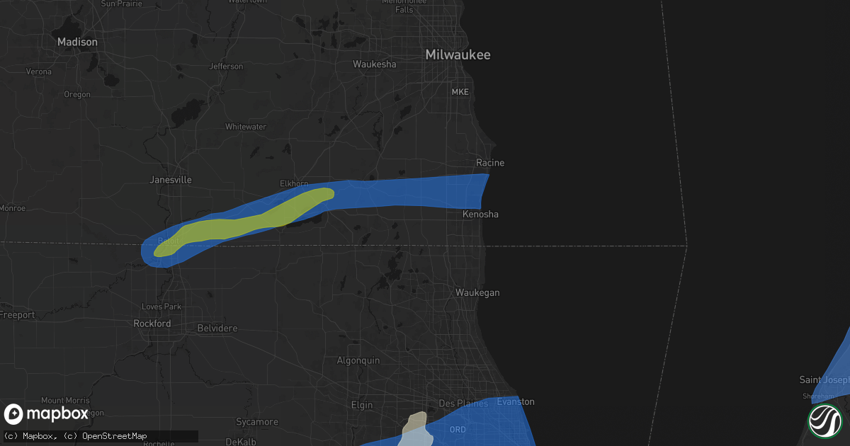 Hail map in Bristol, WI on July 3, 2026