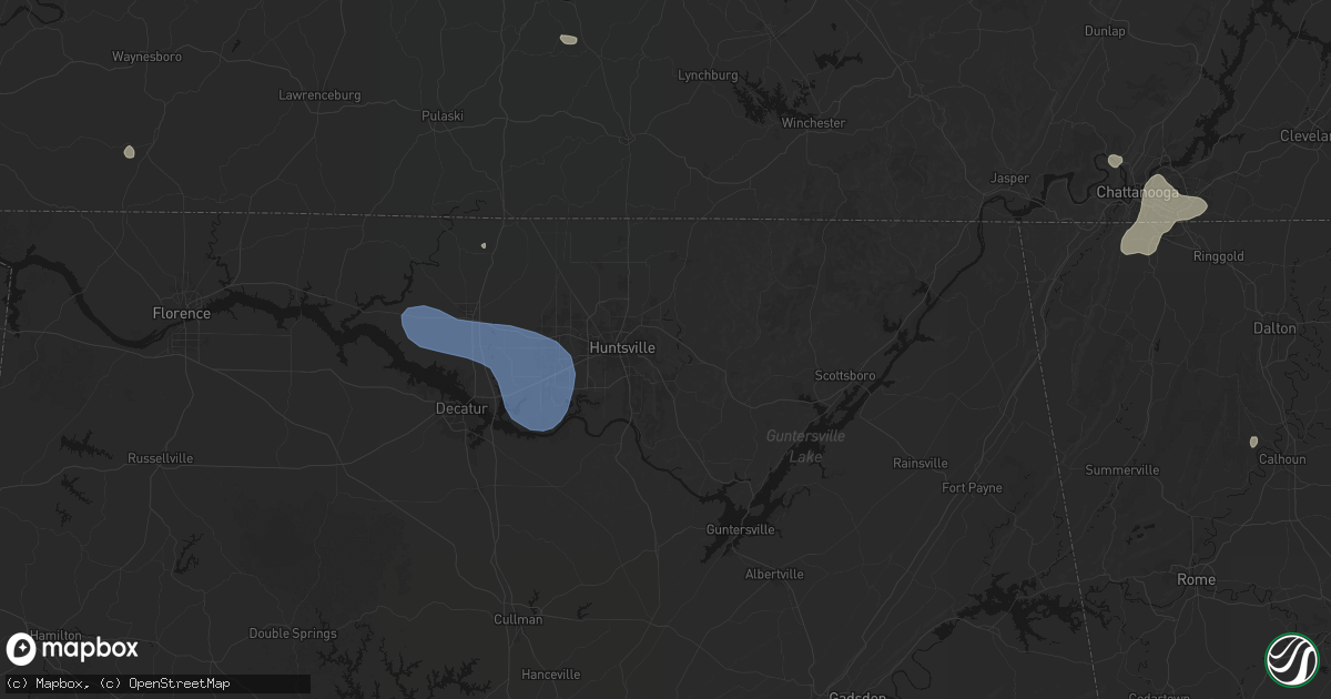Hail map in Brownsboro, AL on July 3, 2026