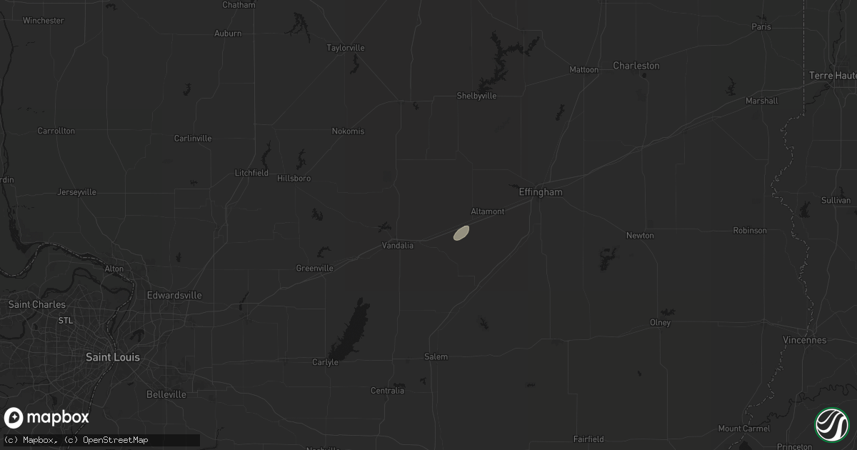 Hail map in Brownstown, IL on July 3, 2026