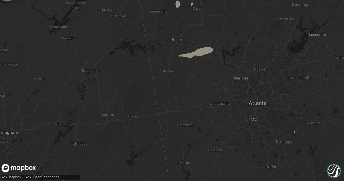 Hail map in Buchanan, GA on July 3, 2026