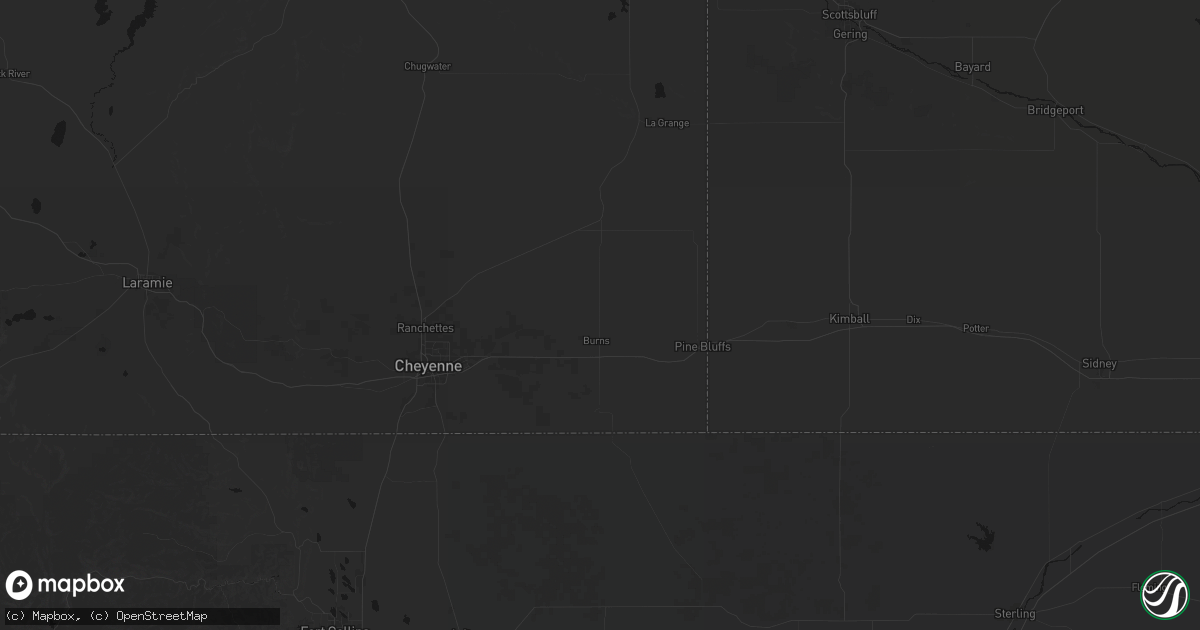 Hail map in Burns, WY on July 3, 2026