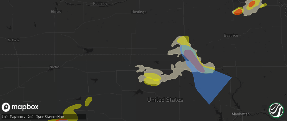 Hail map in Burr Oak, KS on July 3, 2026