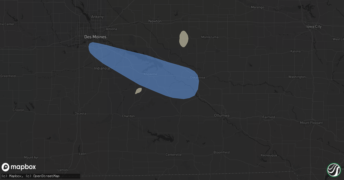 Hail map in Bussey, IA on July 3, 2026