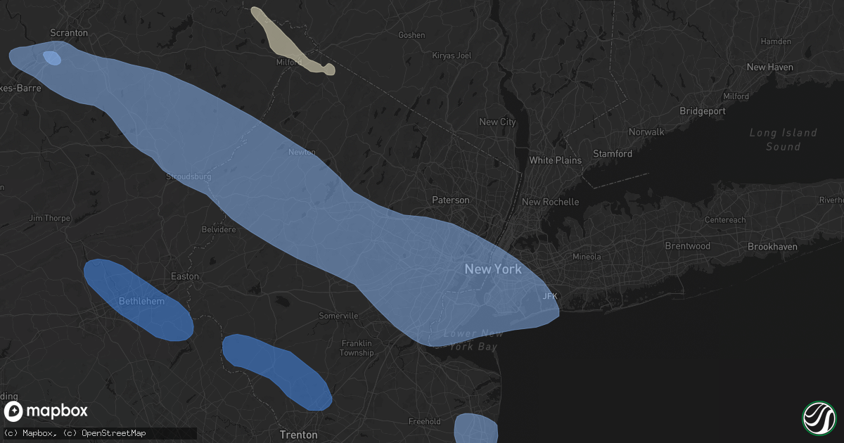 Hail map in Caldwell, NJ on July 3, 2026
