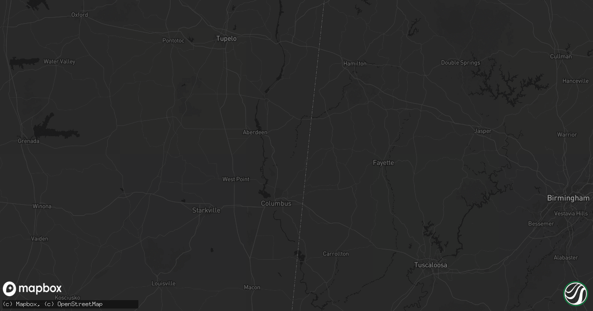 Hail map in Caledonia, MS on July 3, 2026