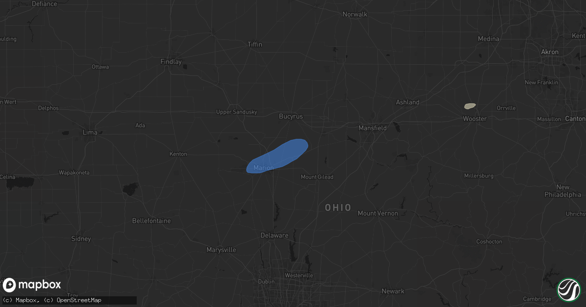Hail map in Caledonia, OH on July 3, 2026