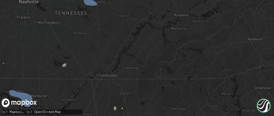Hail map in Calhoun, TN on July 3, 2026