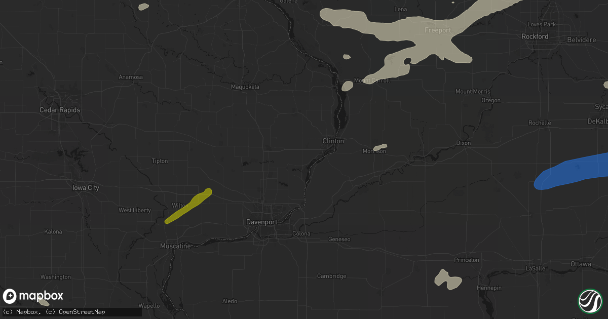 Hail map in Camanche, IA on July 3, 2026