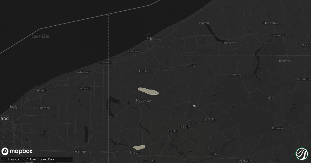 Hail map in Cambridge Springs, PA on July 3, 2026